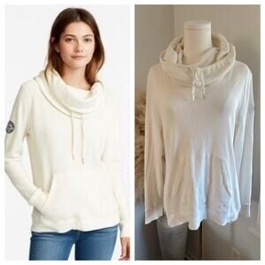 Lauren Ralph Lauren Women’s White Rib Knit Thermal Funnel Neck Sweatshirt Large